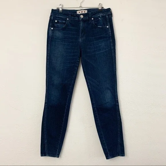 FINAL PRICE - AMO Twist Skinny Jeans in Eclipse Dark Wash Blue - Picture 2 of 8